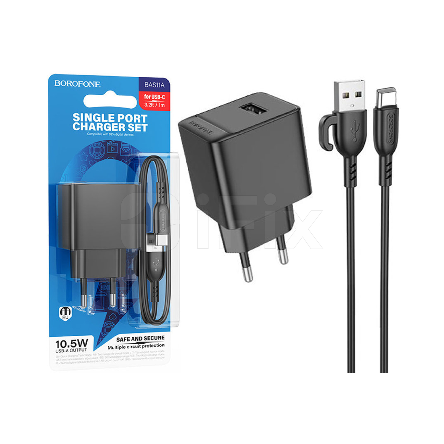 Şarj adapteri USB Borofone BAS11A (Micro) qara Şarj adapteri USB Borofone BAS11A (Micro) qara