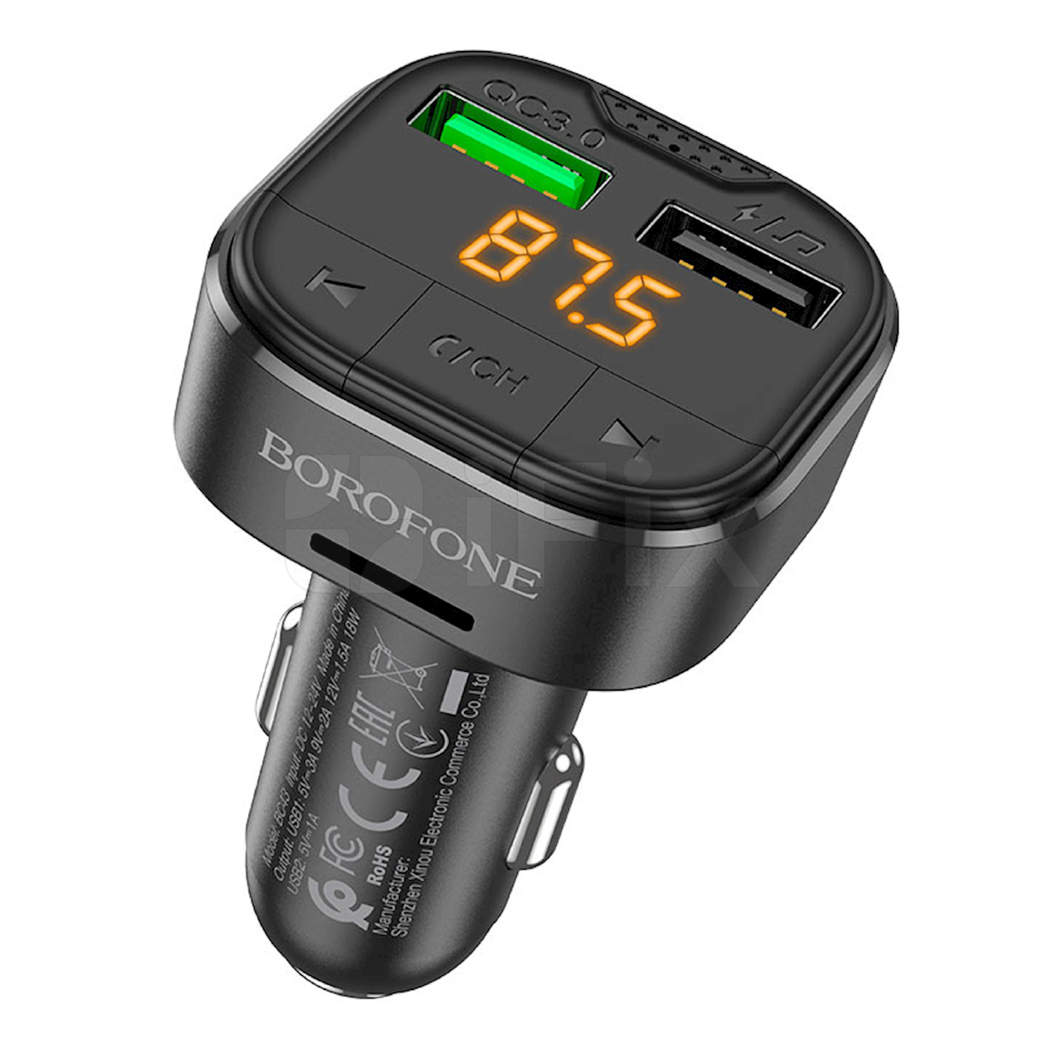 Modulyator FM maşın üçün Borofone BC43 qara Modulyator FM maşın üçün Borofone BC43 qara
