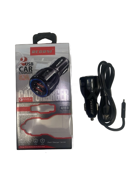Şarj adapteri maşın üçün 2USB REGRSI (micro) qara Şarj adapteri maşın üçün 2USB REGRSI (micro) qara