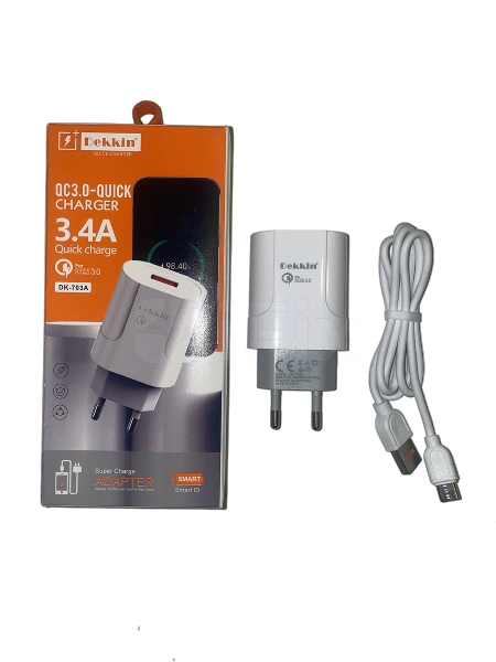 Şarj adapteri USB Dekkin DK-703A (Type-C) ağ Şarj adapteri USB Dekkin DK-703A (Type-C) ağ