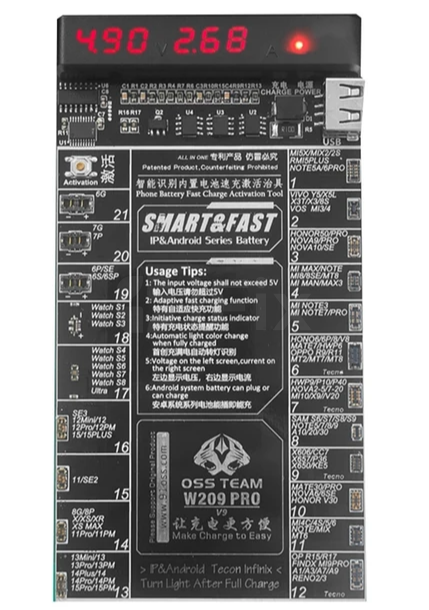Batareya aktivatoru OSS TEAM W209 PRO V9 iPhone 6 - 15 Pro Max/ Android Batareya aktivatoru OSS TEAM W209 PRO V9 iPhone 6 - 15 Pro Max/ Android