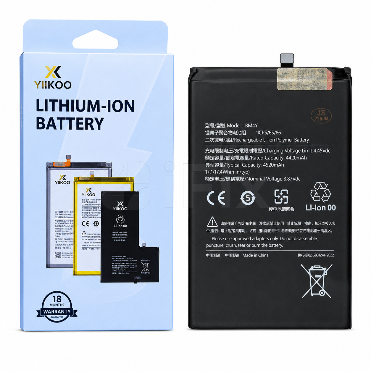 Batareya Xiaomi Poco F3/ Mi 11i/ Mi 11X Pro/ Redmi K40/ K40 Pro (BM4Y) YIIKOO 